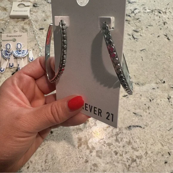 Silver and Blue white Jewelry Set Greece vacation new Francesca’s and forever 21 - Picture 6 of 8